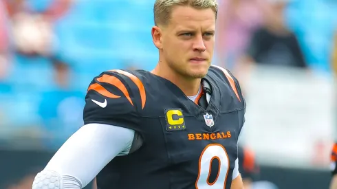 Cincinnati quarterback Joe Burrow (9) during pre-game warmups. NFL football game between Cincinnati Bengals and Carolina Panthers at Bank of America Stadium, Charlotte , North Carolina. David Beach/CSM