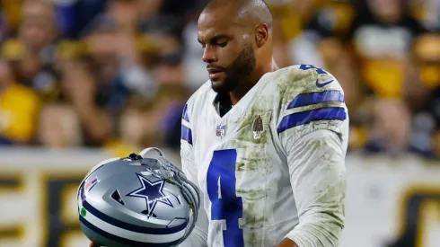 Dak Prescott #4 of the Dallas Cowboys walks off the field during the fourth quarter against the Pittsburgh Steelers at Acrisure Stadium on October 06, 2024 in Pittsburgh, Pennsylvania.
