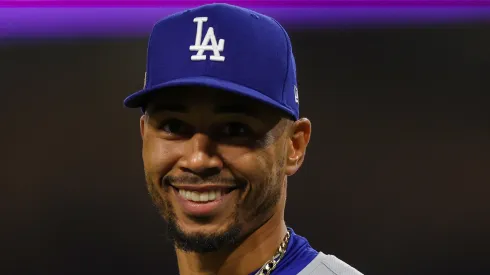 ookie Betts #50 of the Los Angeles Dodgers after the third out in the fifth inning during Game Four of the Division Series against the San Diego Padres at Petco Park on October 09, 2024 in San Diego, California.