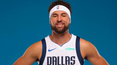 Klay Thompson #31 of the Dallas Mavericks poses for a portrait during the Dallas Mavericks Media Day at Mavericks Training Center on September 30, 2024 in Dallas, Texas.
