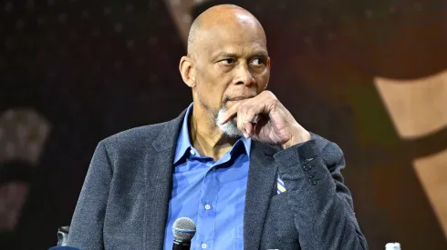 Kareem Abdul-Jabbar speaks onstage during the Fanatics Fest NYC 2024 at Jacob Javits Center on August 18, 2024 in New York City. 
