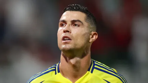 Cristiano Ronaldo of Al Nassr celebrates after scoring the 1st goal during the Saudi Pro League match between Al Ettifaq and Al Nassr at Al Ettifaq Stadium on September 20, 2024 in Ad Dammam, Saudi Arabia.