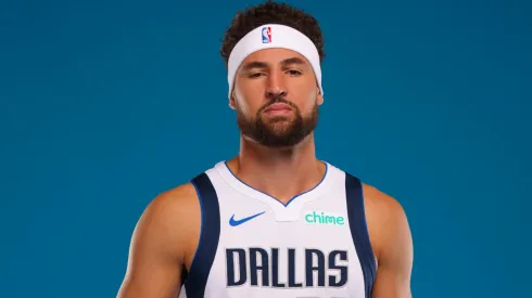 Klay Thompson #31 of the Dallas Mavericks poses for a portrait during the Dallas Mavericks Media Day at Mavericks Training Center on September 30, 2024 in Dallas, Texas.
