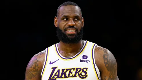 LeBron James #23 of the Los Angeles Lakers during game four of the Western Conference First Round Playoffs at Crypto.com Arena.