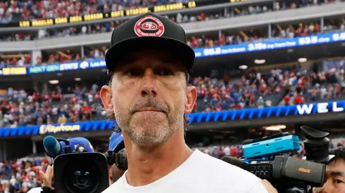 Kyle Shanahan, head coach of the San Francisco 49ers, looks on after a loss against the Los Angeles Rams at SoFi Stadium on September 22, 2024 in Inglewood, California.
