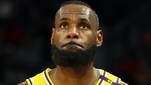 LeBron James #23 of the Los Angeles Lakers walks backcourt during a preseason game against the Milwaukee Bucks at Fiserv Forum on October 10, 2024 in Milwaukee, Wisconsin.
