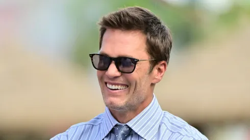 Former NFL player Tom Brady is seen on the field prior to a game between the Philadelphia Eagles and Tampa Bay Buccaneers at Raymond James Stadium on September 29, 2024 in Tampa, Florida.
