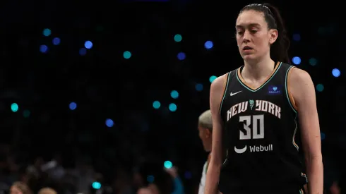 Breanna Stewart #30 of the New York Liberty looks on during the second half against the Minnesota Lynx during Game One of the WNBA Finals at the Barclays Center on October 10, 2024 in New York City.