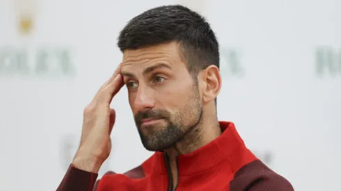 ovak Djokovic of Serbia attend a press conference after he losing the Men's Singles final match against Jannik Sinner
