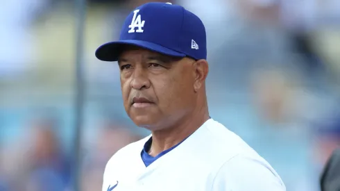 Manager Dave Roberts of the Los Angeles Dodgers looks on before Game One of the Championship Series against the New York Mets at Dodger Stadium on October 13, 2024 in Los Angeles, California.
