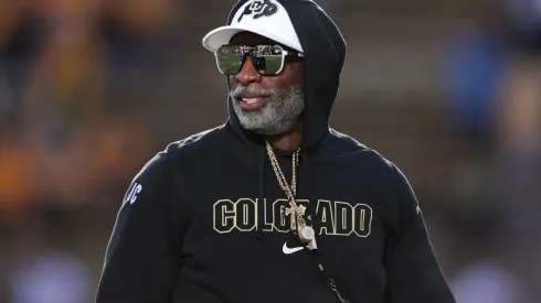 Head coach Deion Sanders of the Colorado Buffaloes looks on prior to the game against the North Dakota State Bison at Folsom Field on August 29, 2024 in Boulder, Colorado.
