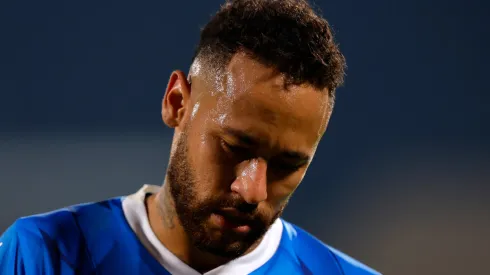 Neymar of Al Hilal reacts during the Saudi Pro League match between Al Hilal and Al Shabab at Prince Faisal Bin Fahad on September 29, 2023 in Riyadh, Saudi Arabia.