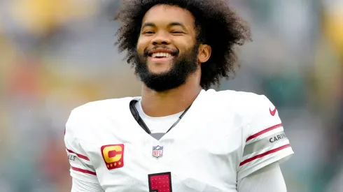 Kyler Murray #1 of the Arizona Cardinals warms up prior to playing the Green Bay Packers at Lambeau Field on October 13, 2024 in Green Bay, Wisconsin.
