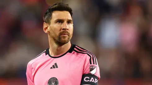 Lionel Messi #10 of Inter Miami looks on in the game against the New England Revolution
