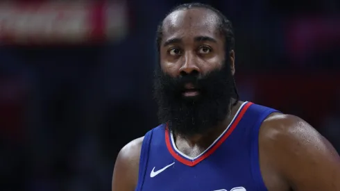 James Harden #1 of the LA Clippers during a 118-100 loss to the Minnesota Timberwolves at Crypto.com Arena on March 12, 2024 in Los Angeles, California. 
