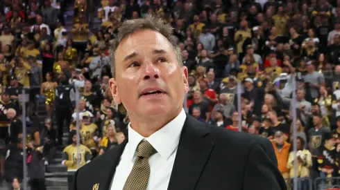 Archive: Head coach Bruce Cassidy of the Vegas Golden Knights celebrate their team's victory over the Florida Panthers in Game Five of the 2023 NHL Stanley Cup Final at T-Mobile Arena on June 13, 2023 in Las Vegas, Nevada.
