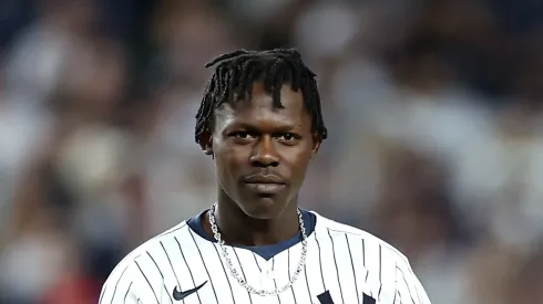 Jazz Chisholm Jr. #13 of the New York Yankees in action against the Boston Red Sox at Yankee Stadium on September 12, 2024 in the Bronx borough of New York City. 
