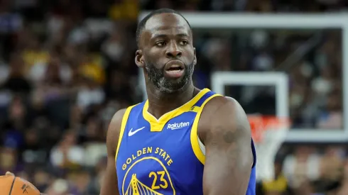 Draymond Green #23 of the Golden State Warriors brings the ball up the court against the Los Angeles Lakers in the second quarter of their preseason game at T-Mobile Arena at T-Mobile Arena on October 15, 2024 in Las Vegas, Nevada. The Warriors defeated the Lakers 111-97.
