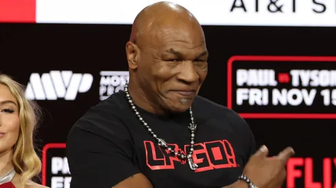 Mike Tyson and Jake Paul attend Fanatics Fest Press Conference at Javits Center on August 18, 2024 in New York City.
