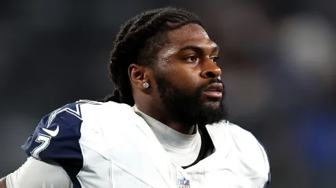 Trevon Diggs #7 of the Dallas Cowboys looks on after defeating the New York Giants at MetLife Stadium on September 26, 2024 in East Rutherford, New Jersey.
