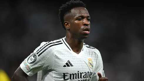 Vinicius Junior of Real Madrid looks on during the UEFA Champions League 2024/25 League Phase MD3 match between Real Madrid C.F. and Borussia Dortmund
