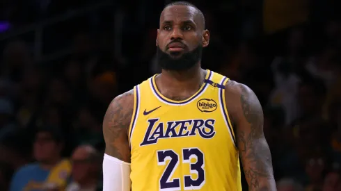 LeBron James #23 of the Los Angeles Lakers during a 110-103 Lakers win over the Minnesota Timberwolves in the season home opener at Crypto.com Arena on October 22, 2024 in Los Angeles, California.