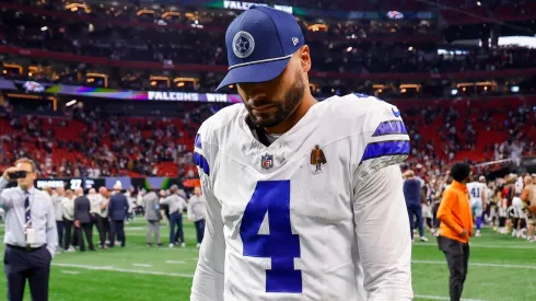 Dak Prescott #4 of the Dallas Cowboys walks off the field after a loss to the Atlanta Falcons at Mercedes-Benz Stadium on November 03, 2024 in Atlanta, Georgia.
