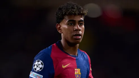 Lamine Yamal of FC Barcelona looks on during the UEFA Champions League 2024/25