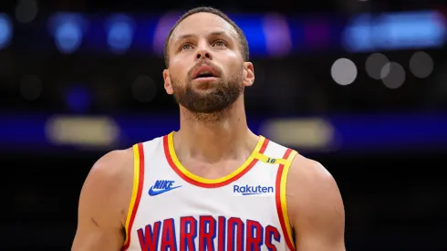 Stephen Curry #30 of the Golden State Warriors looks on during the first half against the Washington Wizards at Capital One Arena on November 04, 2024 in Washington, DC.