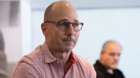 General Manager of the New York Yankees, Brian Cashman speaks to guests at the 2024 “Give a Hoot” event a fundraiser for the Taylor Hooton Foundation hosted by the NY Yankees at Yankee Stadium on August 11, 2024 in New York City.
