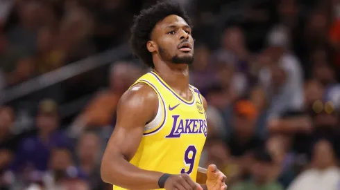 Bronny James #9 of the Los Angeles Lakers during the preseason NBA game at Footprint Center
