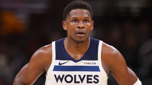 Anthony Edwards #5 of the Minnesota Timberwolves looks on against the Chicago Bulls during the second half at the United Center on November 07, 2024 in Chicago, Illinois.
