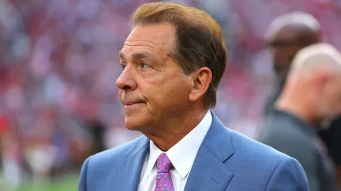 Former Alabama Crimson Tide head coach Nick Saban looks on before the game against the Georgia Bulldogs at Bryant-Denny Stadium on September 28, 2024 in Tuscaloosa, Alabama.
