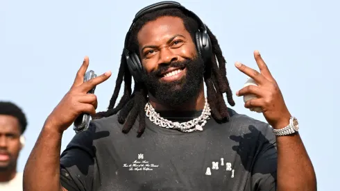 Za'Darius Smith #99 of the Cleveland Browns enters the stadium prior to the 2023 Pro Hall of Fame Game against the New York Jets at Tom Benson Hall Of Fame Stadium on August 3, 2023 in Canton, Ohio.
