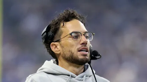 INDIANAPOLIS, INDIANA - OCTOBER 20: Mike McDaniel the head coach of the Miami Dolphins against the Indianapolis Colts at Lucas Oil Stadium on October 20, 2024 in Indianapolis, Indiana.