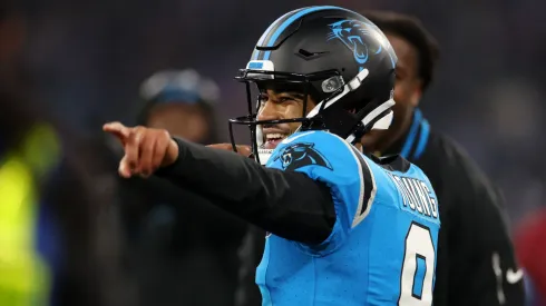 Bryce Young of Carolina Panthers reacts during the NFL Munich Game 2024 between New York Giants and Carolina Panthers at Allianz Arena on November 10, 2024 in Munich, Germany.
