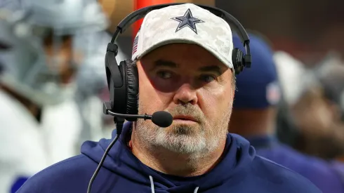 Head coach Mike McCarthy of the Dallas Cowboys looks on during the first quarter against the Atlanta Falcons at Mercedes-Benz Stadium on November 03, 2024 in Atlanta, Georgia.
