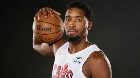 Donovan Mitchell #45 of the Cleveland Cavaliers poses for a photo during media day at Rocket Mortgage Fieldhouse on September 30, 2024. 
