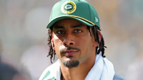 Jordan Love #10 of the Green Bay Packers leaves the field following a game against the Indianapolis Colts at Lambeau Field on September 15, 2024 in Green Bay, Wisconsin. The Packers defeated the Colts 16-10.