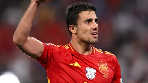 Rodri of Spain celebrates after the team's victory as Spain advance to the final after the UEFA EURO 2024
