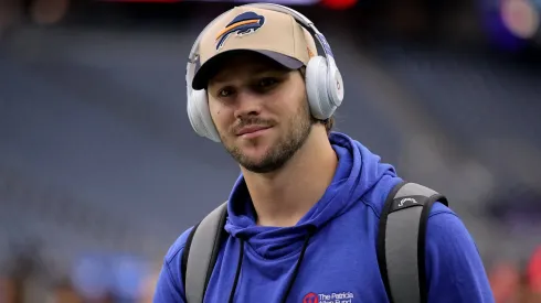 Buffalo Bills quarterback Josh Allen (17) arrives prior to the game between the Houston Texans and the Buffalo Bills at NRG Stadium in Houston, TX on October 6, 2024. 
