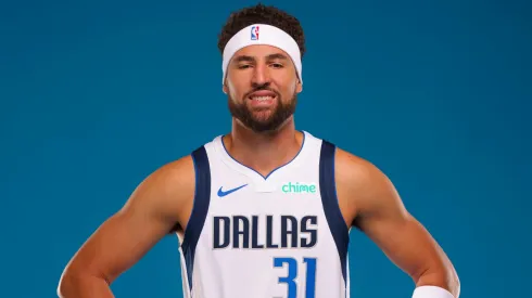 Klay Thompson #31 of the Dallas Mavericks poses for a portrait during the Dallas Mavericks Media Day at Mavericks Training Center on September 30, 2024.
