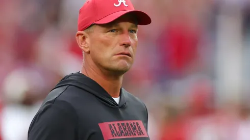 Head coach Kalen DeBoer of the Alabama Crimson Tide looks on before the game against the Georgia Bulldogs at Bryant-Denny Stadium on September 28, 2024 in Tuscaloosa, Alabama.