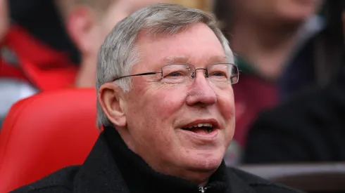 Manchester United manager Sir Alex Ferguson, smiles as the fans sing happy birthday during the Barclays Premier League match between Manchester United and Blackburn Rovers at Old Trafford
