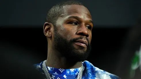 Floyd Mayweather attends a game between the Kansas City Chiefs and Las Vegas Raiders at Allegiant Stadium in Las Vegas, Nevada.
