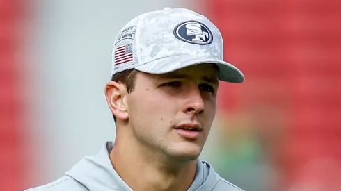 Brock Purdy #13 of the San Francisco 49ers looks on before playing the Seattle Seahawks at Levi's Stadium on November 17, 2024 in Santa Clara, California.
