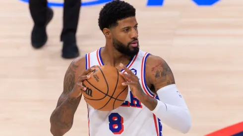 Paul George of the Philadelphia 76ers during a regular season game against the Los Angeles Clippers
