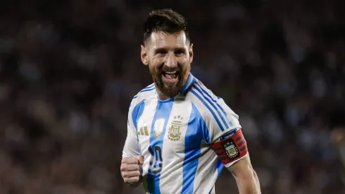 Lionel Messi of Argentina celebrates 
