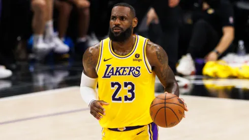 LeBron James dribbles during a game against the LA Clippers
