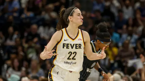 Indiana Fever guard Caitlin Clark celebrates 
